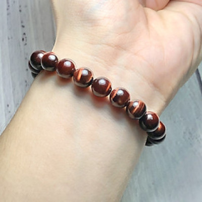 Vòng tay Thạch Anh Mắt Hổ nâu đỏ 8mm mix tỳ hưu bạc