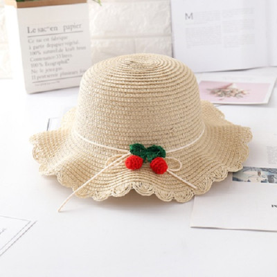 Mũ cói cherry cho bé gái đi biển dễ thương 2- 6 tuổi