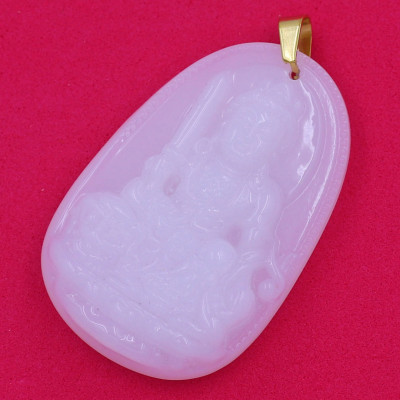 Mặt Phật Văn Thù Bồ Tát trắng 4.3cm kèm hộp nhung