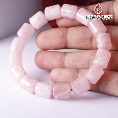 Vòng tay đốt trụ đá thạch anh hồng 10x12mm mệnh hỏa, thổ - Ngọc Quý Gemstones