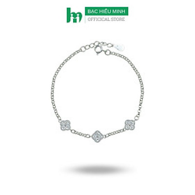 Lắc Tay Nữ Bạc Ta Cỏ Bốn Lá Đá Trắng BẠC HIỂU MINH LTU647 