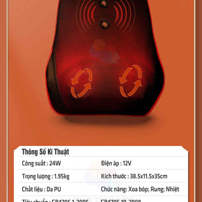 Gối Massage Kiêm Tựa Lưng LeerKang LEK-618-1 massage toàn thân 8D có hồng ngoại 3 cấp độ, mát xa rung tùy chỉnh, 5 chế độ xoa bóp đảo, hàng chính hãng