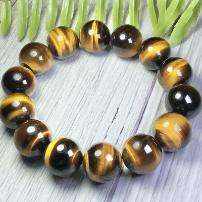 Vòng tay Thạch Anh Mắt Hổ vàng nâu 16mm cao cấp chuẩn 5A