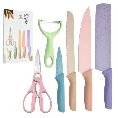 Bộ dao kéo 6 món lúa mạch sắc bén - Set dao lúa mạch 6 món Everrich Kitchen