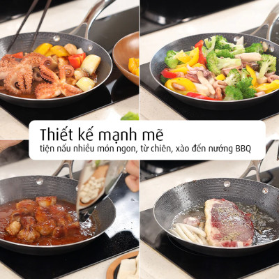 [Hàng chính hãng]Chảo inox iMat Hybrid Blackcube Pealla 28cm kèm vung,chống dính gốm Ceramic đen mới