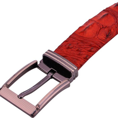 Thắt Lưng Nam Da Cá Sấu Gai Đuôi Đầu Kim Bản Lớn Huy Hoàng HT4717 - Nâu Đỏ