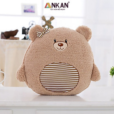Bộ Chăn Gối Văn Phòng 3 Trong 1 Kiểu Gấu Nâu Độc Đáo Dùng Để Ngủ Trưa Tại Văn Phòng, Tựa Lưng Và Gấu Bông Dùng Để Trang Trí