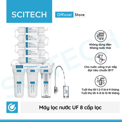 Bộ lọc nước uống công nghệ UF 8 cấp lọc by Scitech (Không dùng điện, không nước thải) - Hàng chính hãng
