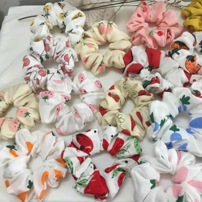 Dây cột tóc scrunchies hoa quả dâu, bơ, cà rốt, lê, chanh, cherry 