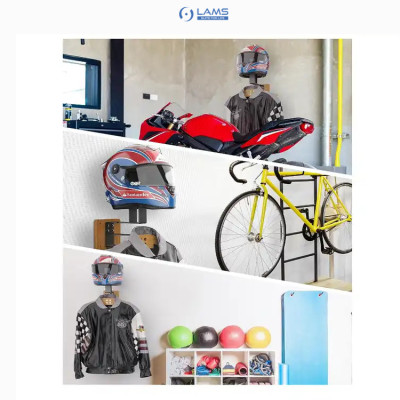 Giá treo nón bảo hiểm, áo khoác, chìa khóa chât liệu gỗ + thép không gỉ GTN24