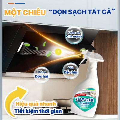 Combo 3 chai xịt tẩy đa năng TOPGIA 500ml làm sạch vết bẩn, khử mùi, kháng khuẩn hiệu quả.