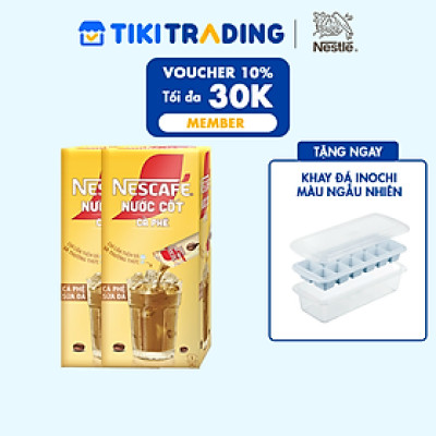[TẶNG Khay đá Inochi màu ngẫu nhiên] Combo 2 hộp nước cốt cà phê NESCAFÉ - CÀ PHÊ SỮA ĐÁ (2 hộp x 5 gói x 75ml )