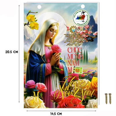 Lịch công giáo có các ngày lễ và lời chúa từng trang 2025 bloc đại có kèm ốc vít kích thước dài 20.5cm ngang 14.5cm Ất Tỵ