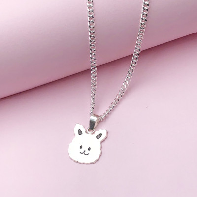 Dây Chuyền, Vòng Cổ Trẻ Em Bạc Ta Hình Mặt Thỏ Có Khắc Chữ Theo Yêu Cầu Bạc Hiểu Minh DTE067