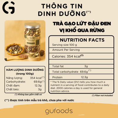 Trà gạo lứt đậu đen GUfoods vị Khổ qua rừng (Mướp đắng rừng) - Hương vị độc đáo, Giải nhiệt hiệu quả, Healthy, Eat clean