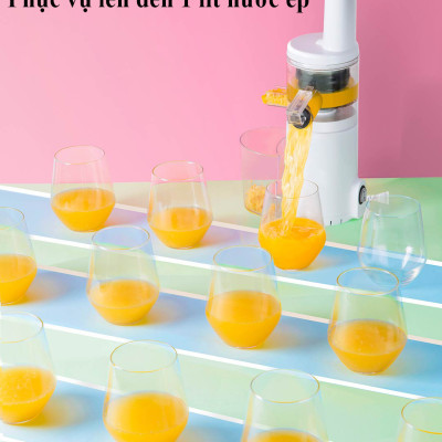 Máy Ép Chậm trái cây mini BUD BJ08 cơ chế hai kênh, tách rời bã cặn riêng biệt, tốc độ 60 vòng/phút
