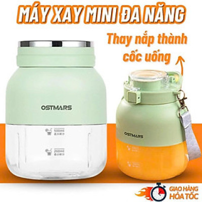 Máy Xay Sinh Tố Cầm Tay Mini Ostmars Sạc Tích Điện Dung Tích 500ml Đa Năng Nhỏ Gọn