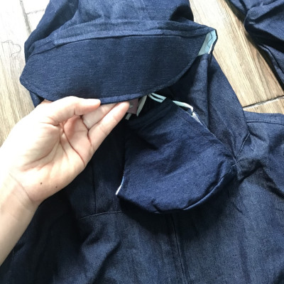 Áo chống nắng nữ toàn thân vải bò jean 2 lớp dáng xòe không xẻ sau che kín chân thoáng mát mẫu mới 2023