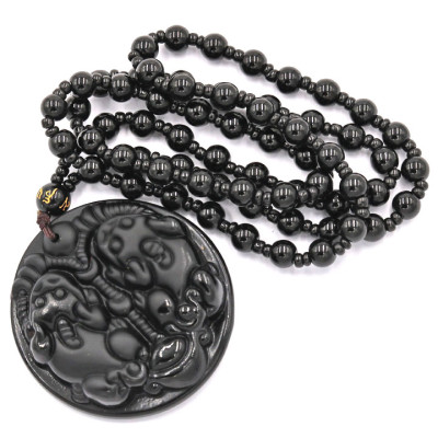 Vòng cổ Tỳ hưu đôi đá thạch anh đen DTHD7 