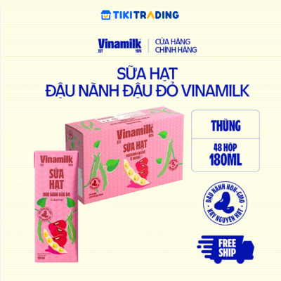 Thùng 48 hộp Sữa đậu nành Vinamilk hạt đậu đỏ 180ml