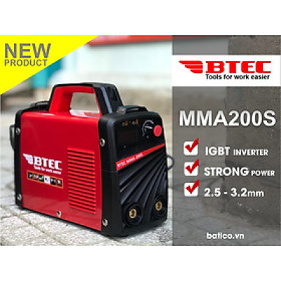 Máy hàn que điện tử BTEC MMA-200S ( hàn liên tục que 2.5mm-3.2mm)- Hàng chính hãng