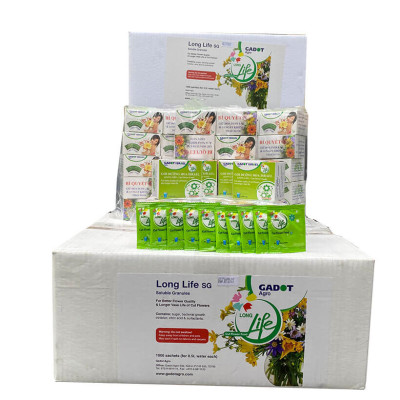 Giá Sỉ Thuốc dưỡng hoa Longlife Gói 5gr (1 thùng 1.000 gói) Hiệu LongLife Israel là bí quyết giúp hoa cắm bình lâu tàn và 14 ngày không thay nước mới tại vưa sỉ hoa