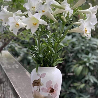 Lọ hoa khảm trứng bạc gốm sứ Bát Tràng