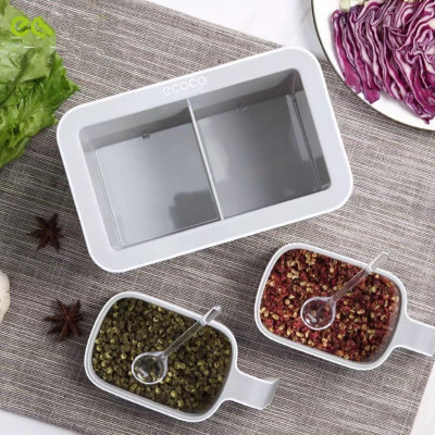 ✅ hàng cao cấp ✅  Bộ 3 ngăn và bộ 2 ngăn - hộp đựng gia vị thông minh có sẵn thìa từng ngăn bằng nhựa ABS gắn tường không cần khoan đục