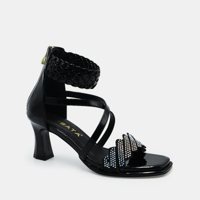 Giày cao gót nữ đẹp đế vuông 6 phân hàng hiệu rosata hai màu đen đồng thời trang cao cấp ro540