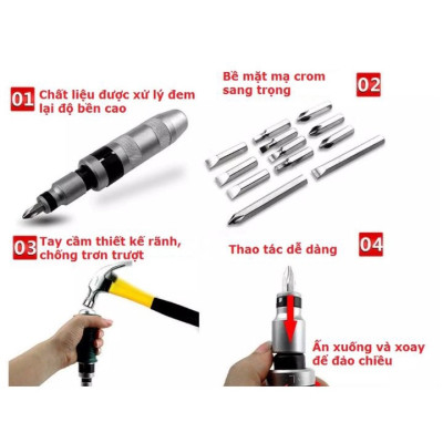 Bộ tô vít đóng đảo chiều cao cấp IMPACT DRIVER 7 chi tiết- tovit đóng