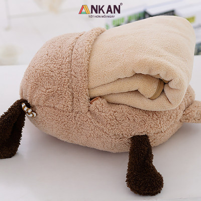 Chăn Gối Văn Phòng 3 Trong 1 Gấu Nâu Độc Đáo Kiểu Dành Cho Nữ Dùng Để Ngủ Trưa Tại Văn Phòng, Tựa Lưng Và Gấu Bông Dùng Để Trang Trí