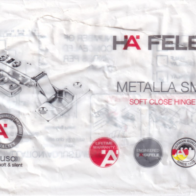 Bản lề giảm chấn Hafele Metalla SM 110° DIY, thép, lắp trùm ngoài, thẳng - 493.03.020