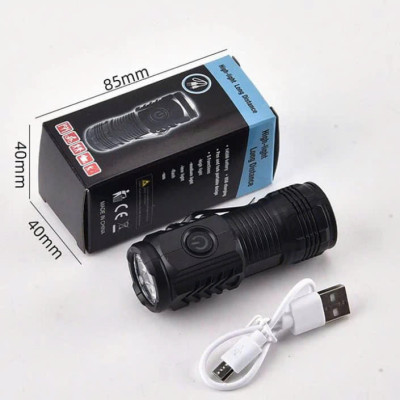 Đèn Pin Cầm Tay Siêu Sáng Mini Có Sạc USB Chiếu Xa 5 Chế Độ Sáng, Pin Trâu Chống Thấm Nước, Tiện Dụng – Hàng Nhập Khẩu