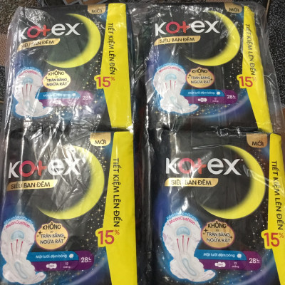 (Gói lớn 12 Miếng)-1 Gói Băng Vệ Sinh Kotex Siêu Ban Đêm 28cm - Mỗi Gói 12 Miếng- HSD luôn mới