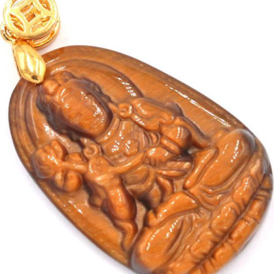 Mặt dây chuyền Đại Thế Chí Bồ Tát đá mắt hổ 3.8cm
