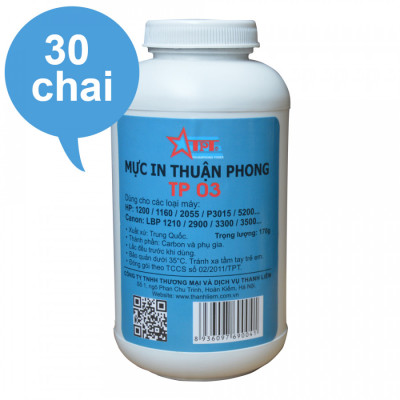 Bộ 30 chai Mực đổ Thuận Phong TP03 (170g) dùng cho máy in HP / Canon - Hàng Chính Hãng