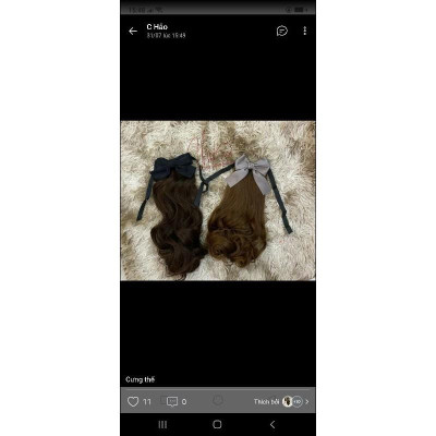 tóc cột xoăn đính nơ ngắn cho bé và người lớn cao cấp