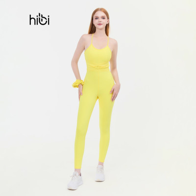 Bộ tập Yoga Gym Jumpsuit Hibi Sports J606 kiểu phối nơ lưng, kèm mút ngực, chất vải cao cấp