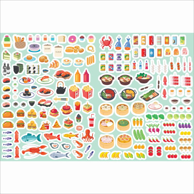 Sách Trò chơi Đồ hàng Phố Ẩm Thực (Hơn 200 Stickers)