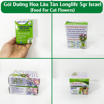 Thuốc Dưỡng Hoa Tươi Cắt Cành Nhập Khẩu Israel hiệu Longlife (1 thùng 1.000 gói 5gr) phù hợp dùng làm nước cắm hoa cho mọi loại hoa tại nhà và 14 ngày không cần thay nước mới