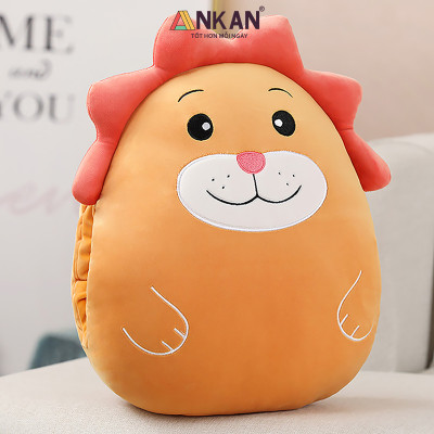 Bộ Chăn Gối Văn Phòng 3 Trong 1 Sư Tử Cam, Siêu Mềm Mại