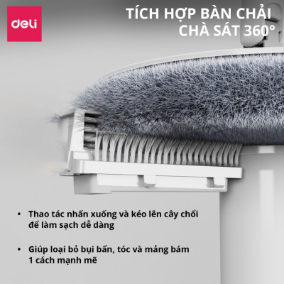 Bộ Cây Lau Nhà Tách Nước Bẩn Deli Gập 90 Độ Có Thùng Lau Nhà Tự Vắt Thông Minh, Chổi Lau Nhà 360 Độ