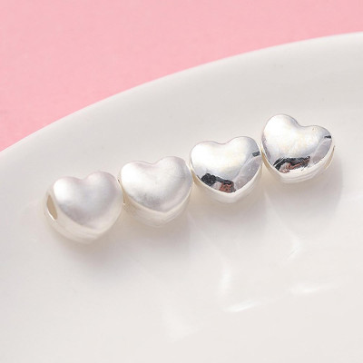 Combo 4 cái charm bạc trái tim xỏ ngang - Ngọc Quý Gemstones