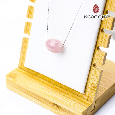 Dây chuyền bạc lu thống thạch anh hồng 17x14mm mệnh hỏa, thổ - Ngọc Quý Gemstones