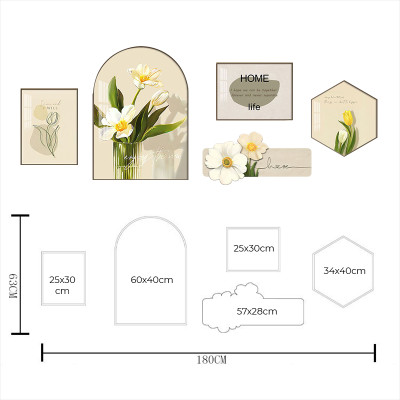 Set 5 tranh decor hiện đại trang trí phòng khách phòng ngủ, chất liệu formex 5mm kèm sẵn keo dán - GZ01