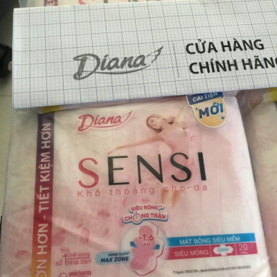 Gói Lớn 20 Miếng | Combo 4 Gói Diana Sensi Khô Thoáng Cho Da 20 Miếng - Diana SenSi Siêu Mỏng Cánh 20 Miếng- Date luôn mới