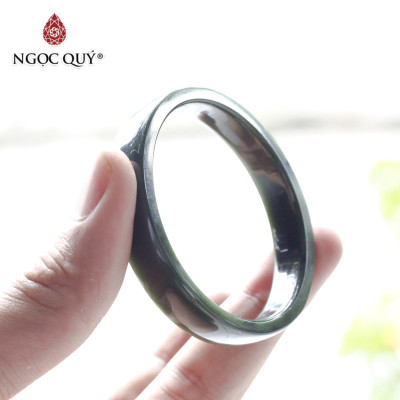  Vòng tay liền khối đá ngọc bích bản vuông ni53 mệnh hỏa, mộc - Ngọc Quý Gemstones