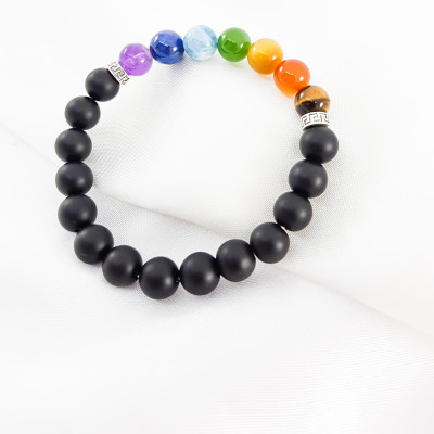 Vòng tay YOGA đá nham thạch mix đá nhiều màu