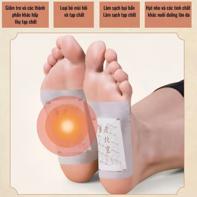 Hộp 50 Miếng Dán Thải Độc Bàn Chân Ngải Cứu Bắc Kinh - An Toàn,Hiệu Qủa 6-8 Tiếng