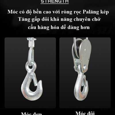 Bộ Tời Điện Kèm Rùa ABG PA500 (250/500Kg) 12 Mét - Giúp Máy Tời Treo Nâng Hạ Vật Nặng Dễ Dàng Trong Nhà Xưởng Công Nghiệp Và Đời Sống, Nâng Kéo Linh Hoạt, Hiệu Quả Cao - Hàng Chính Hãng